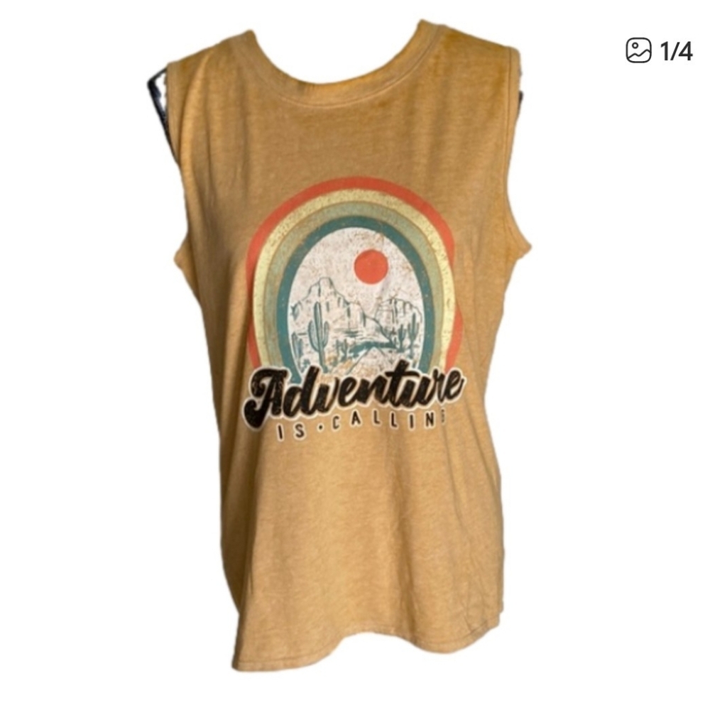 JOEI & I Adventure is Calling Tank Sleeve T-Shirt Size Medium